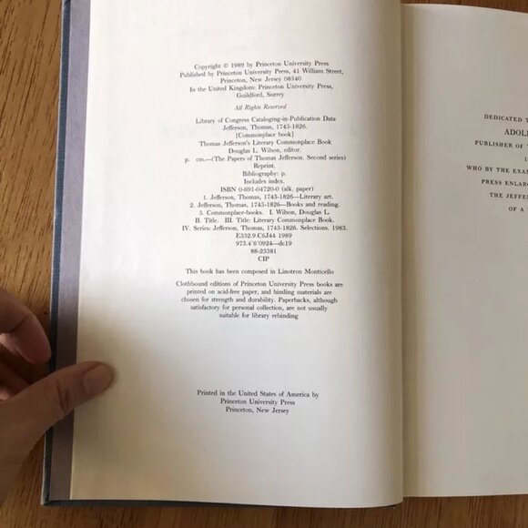 THE PAPERS OF THOMAS JEFFERSON, Second Series Jefferson’s Literary Commonplace - Picture 4 of 9